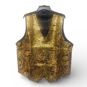 Gold Paisley Vest with Tie Size XXL